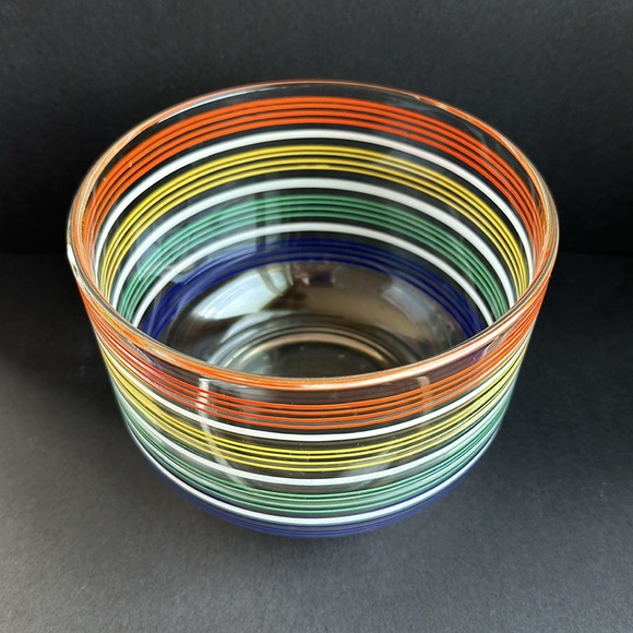 Rainbow Striped Glass Bowl Ice Bucket 6” EUC - Picture 13 of 14
